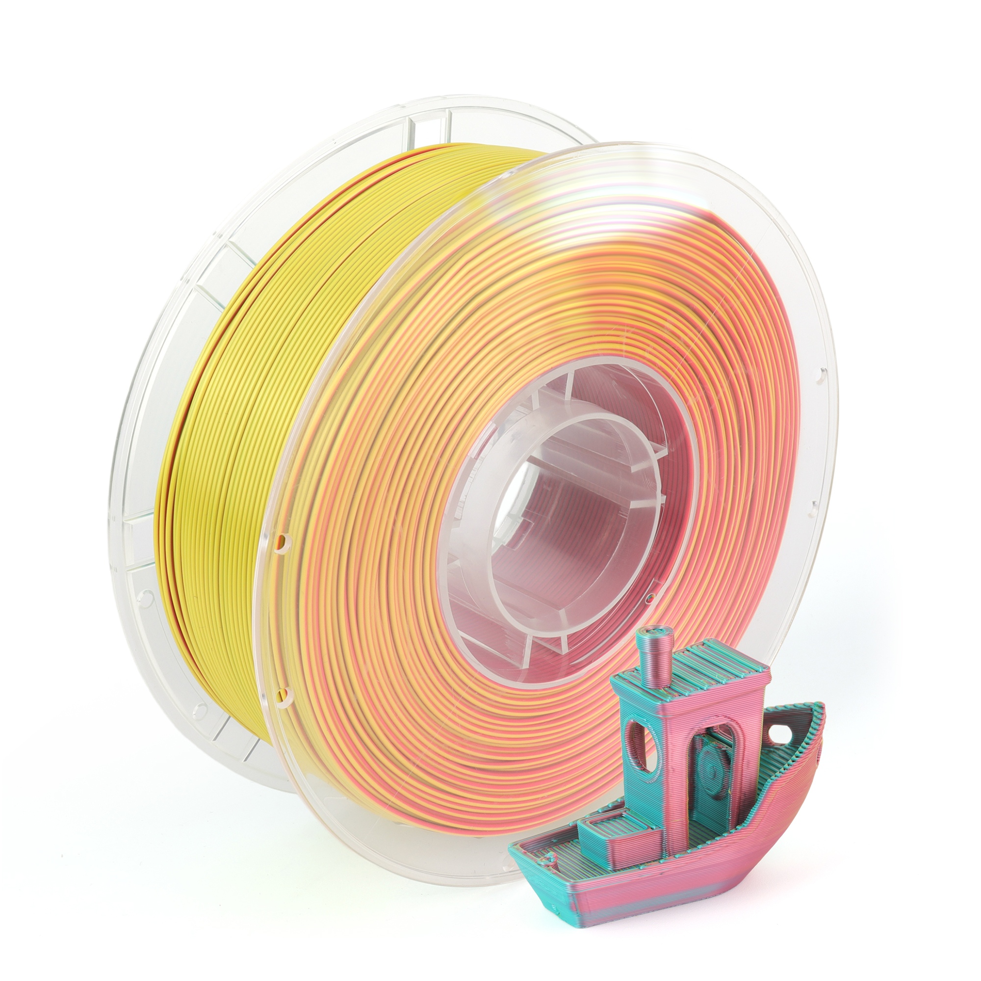 Printe PLA Silk Triple Tirkīzzils / Rozā / Dzeltens (Teal / Pink / Light Yellow) 1.75mm 1kg