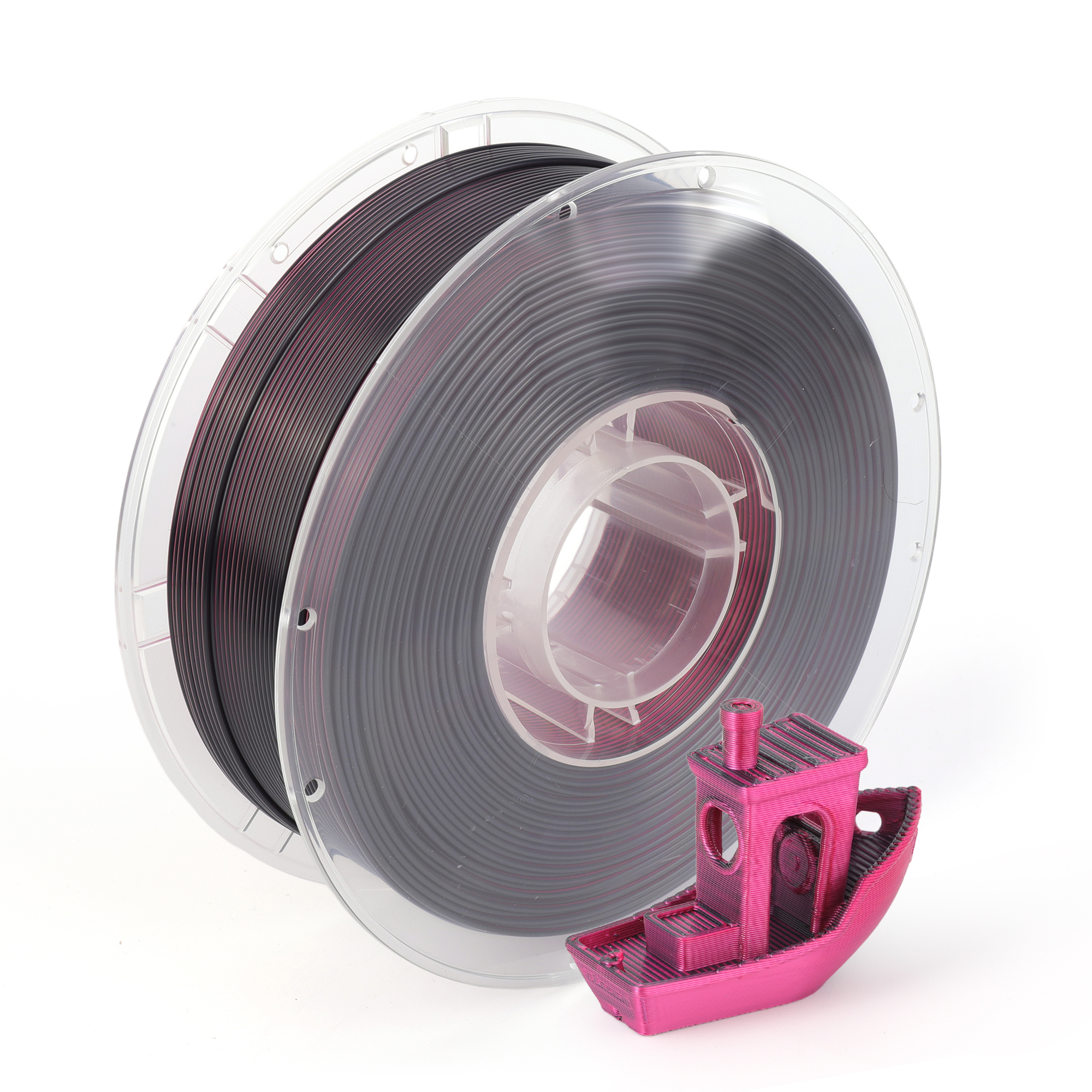Printe PLA Silk Dual Melns / Rozā (Black / Pink) 1.75mm 1kg