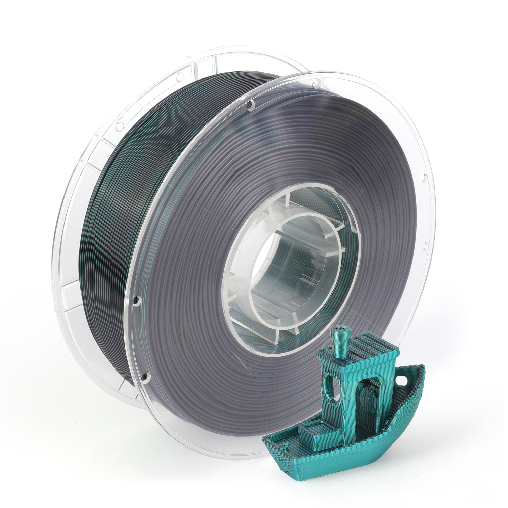 Printe PLA Silk Dual Melns / Smaragda zaļš (Black / Emerald Green) 1.75mm 1kg